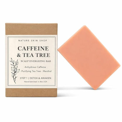 Nature Skin Shop Caffeine Shampoo Bar for Hair Growth and Thinning, with Tea Tree Oil for Oily, Itchy & Dandruff Prone Scalp, Sulfate-Free, Energizing Scalp Detox
