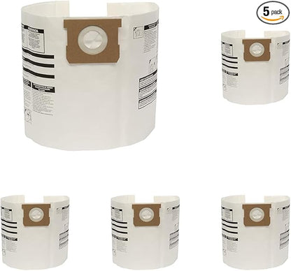 Shop-Vac 9066133 Disposable Filter Bags, Fits 5-8 Gallon Vacs, For Dry Pick-Up Only, White Paper, (3-Count) (Pack of 5)
