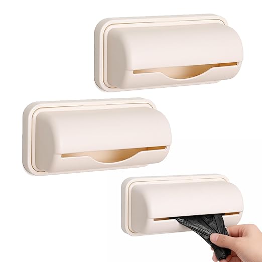 2 Pcs Trash Bag Dispenser,Garbage Bag Dispenser For Inside Trash Can,Trash Can Liner Dispenser For Bottom Of Can, Wall Mount Garbage Bag Dispenser Kitchen Bathroom Toilet Storage Organization(Apricot)