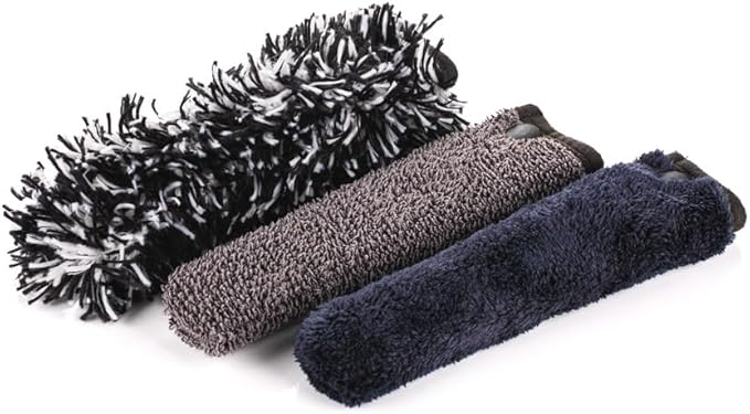 Detail Factory - Wheel Brush Kit with Interchangeable Microfiber Covers - Ultra-Soft Cleaning, Washing and Detailing Wheels, Tires, and Rims - Black Ice