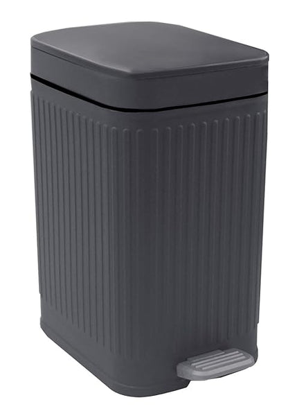Feisco Small Trash Can with Lid,Small Bathroom Trash Can with Foot Pedal and Press Type Lid,Slim Step-On Trash Bin Wastebasket Garbage Can for Kitchen,Bathroom Office, Bedroom (Gray, 1.8 Gallon)