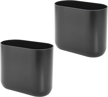 iDesign Small Slim Plastic Bathroom Trash Can, Garbage Can for Bedroom, Office, Desk, Dorm, 2-Pack, Gray