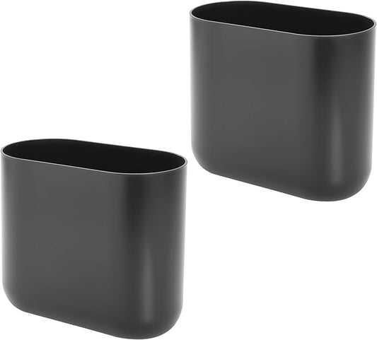 iDesign Small Slim Plastic Bathroom Trash Can, Garbage Can for Bedroom, Office, Desk, Dorm, 2-Pack, Gray