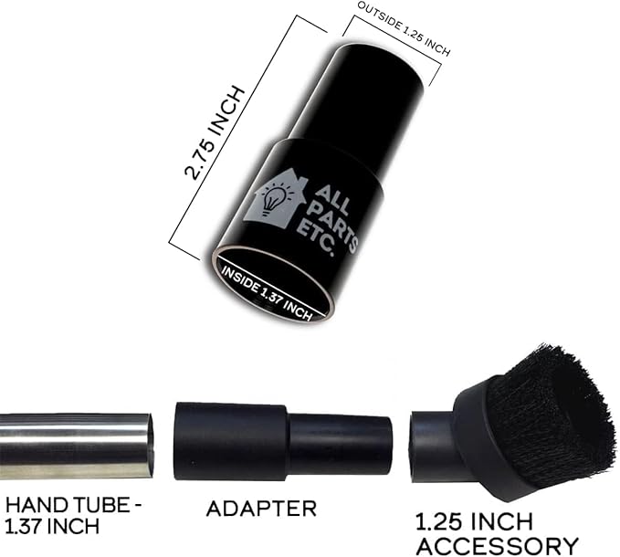 Elongated Universal Dust Brush Attachment, 1.25” Long Dusting Brush Accessories for Shop Vac, Bissell, Nutone, Electrolux, Beam, Eureka & other Central Vacs
