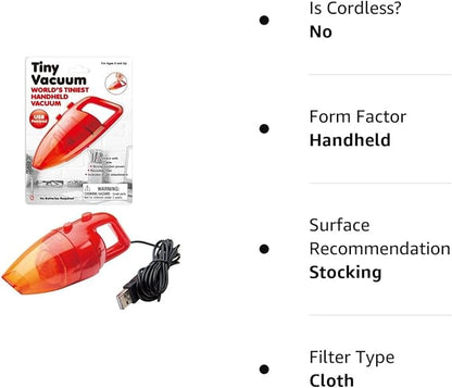 World's Tiniest Vacuum, USB Powered, Strong Suction, Brush Attachment, 3.7V, for Home and Office
