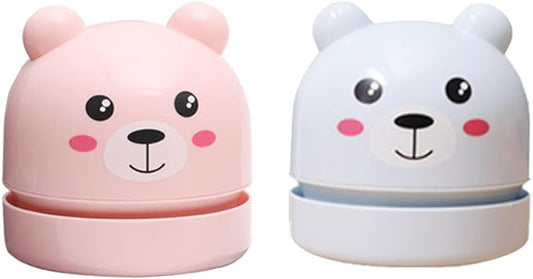 1pc - Automatic Desktop Cleaner Cartoon Teddy Bear Charging Mini Vacuum Cleaner-Pink
