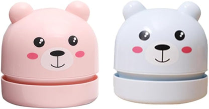 1pc - Automatic Desktop Cleaner Cartoon Teddy Bear Charging Mini Vacuum Cleaner-Blue