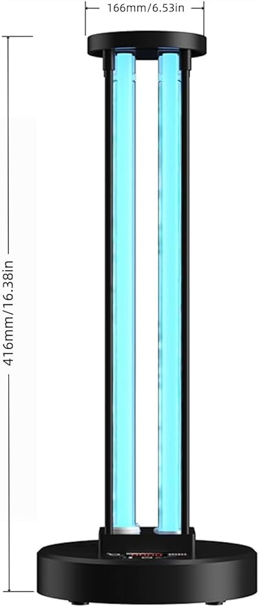 UV lamp with Ozone, Wireless Remote Control and 3 Timer Settings. UV lamp with 2 Quartz Tubes, Capable of achieving 360 ° Coverage, Needs to be Used When unmanned (US-007/36W-T)