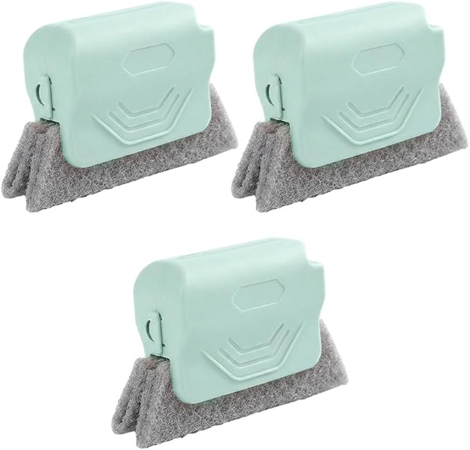 Runsgo Window Track Cleaner, Handheld Cleaning Brush Set, for Window Slides Grooves, Tile Grout Lines, Shutter Slats, Car Ac Vents & Narrow Gaps (Mixed-3pcs) (Green-3pcs)