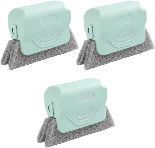 Window Track Cleaner, Handheld Cleaning Brush Set, for Window Tracks, Tile Grout Lines, Shutter Slats (Green 3pcs)
