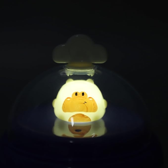 Desktop Vacuum Cleaner, Handheld Mini USB Cute Animal Cartoon Cleaner, Table Dust Sweeper Brush with Night Light, for Pencil Eraser Shavings Keyboards Office Accessory (Pink)