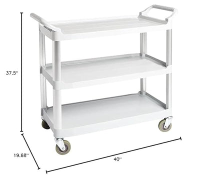 Amazon Basics 3-Tier Rolling Utility Cart, Commercial Grade, 400 lbs Loading Capacity, Portable Mobile Shelving, Gray