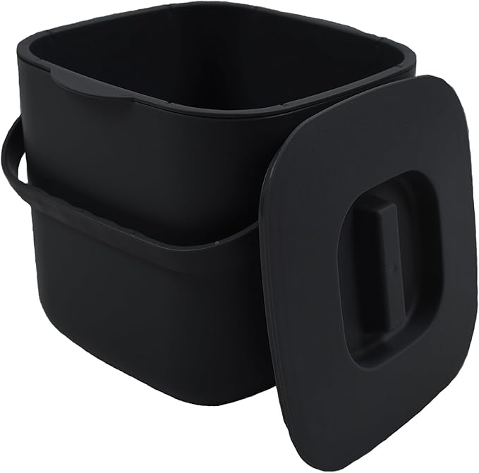 4-Liter Kitchen Compost Bin with Handles for Countertop Food Scrap Collection.Black-4L-US