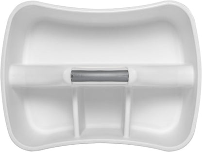 Sterilite Divided Ultra Caddy, Plastic, Portable Storage to Hold Bathroom and Cleaning Supplies, 5 Large Compartments and Handle, White, 12-Pack