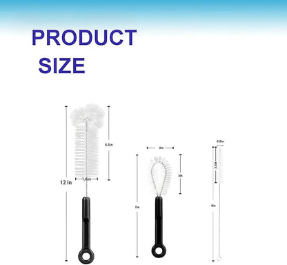 3 Pack Bottle Cleaning Brush Set with Detachable Keychain Ring, Narrow Neck & Straw Cleaner, Portable for College Dorm & Travel