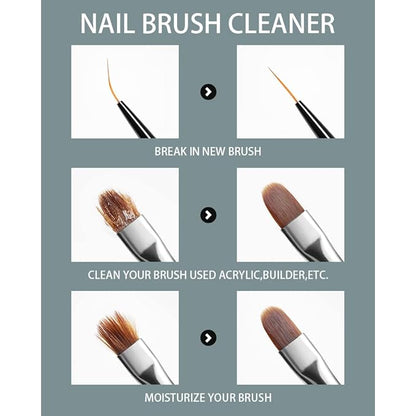Nail Brush Cleaner 120ml Gel Solution for Preserving & Restoring Nail Art Brushes Includes Glass Cup & Cleaning Cotton Pads Effective Manicure Brush Cleaning For Home Nail Salons