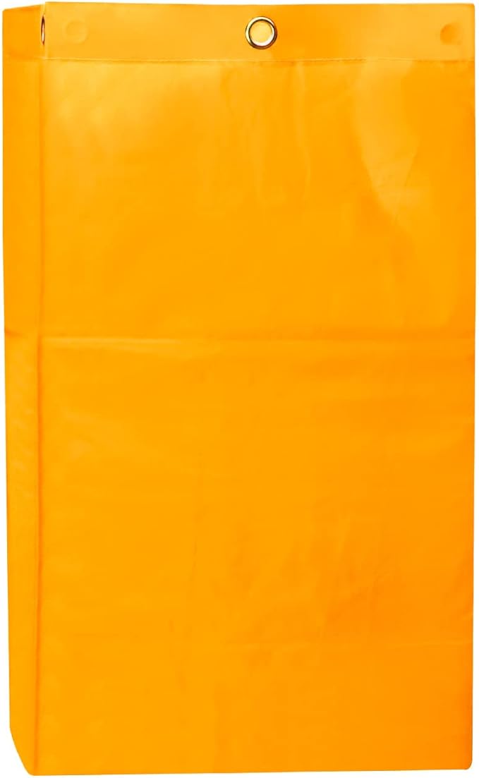 QWORK Janitorial Cart Bag, 24 Gallon Waterproof Large Capacity Padded Housekeeping Commercial Replacement Cleaning Cart Bag for Collecting Trash or Clothing (Yellow), 2 Pack