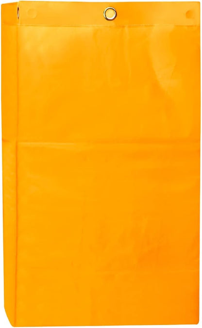 QWORK Janitorial Cart Bag, 24 Gallon Waterproof Large Capacity Padded Housekeeping Commercial Replacement Cleaning Cart Bag for Collecting Trash or Clothing (Yellow), 2 Pack