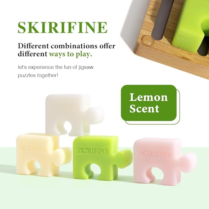 Puzzle-Shaped Lemon Solid Shampoo Bar - Oil Control & Refreshing for Normal to Oily Hair - Crisp, Clean Scent, Plastic-Free (3.5oz)