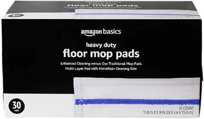 Amazon Basics Heavy Duty Disposable Floor Cleaning Mopping Pads with Absorbent Microfiber, Fits Swiffer WetJet Mopping Systems, 30 Count