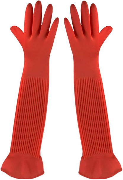 SunGrow 22" Long Rubber Gloves for Dog and Cat Bath, Grooming, Aquarium Water Changes - Keep Hands and Arms Dry with Comfortable, Waterproof, Non-Slip Household Gloves