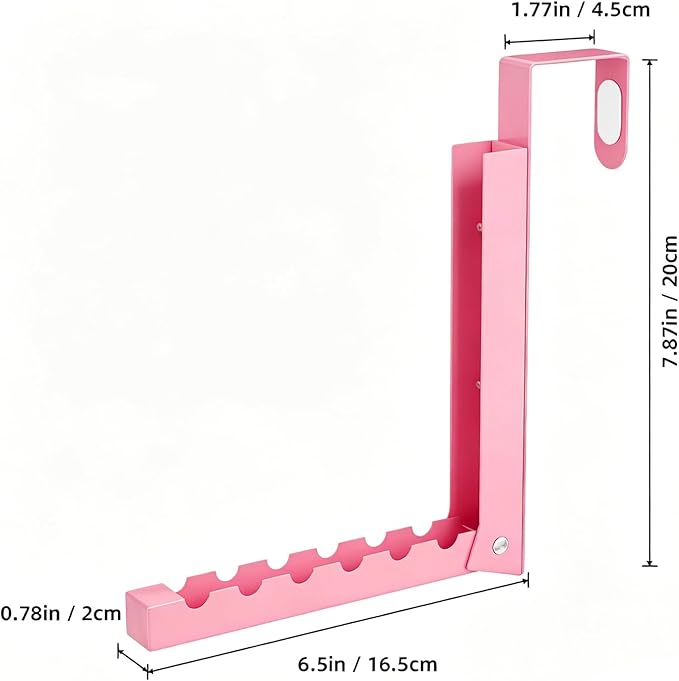 2 Pack Pink Over The Door Hooks, Over The Door Hanger, Folding Over The Door Drying Rack for Laundry,Foldable Over The Door Clothes Hanger,Small Clothes Drying Rack for Dorm Portable