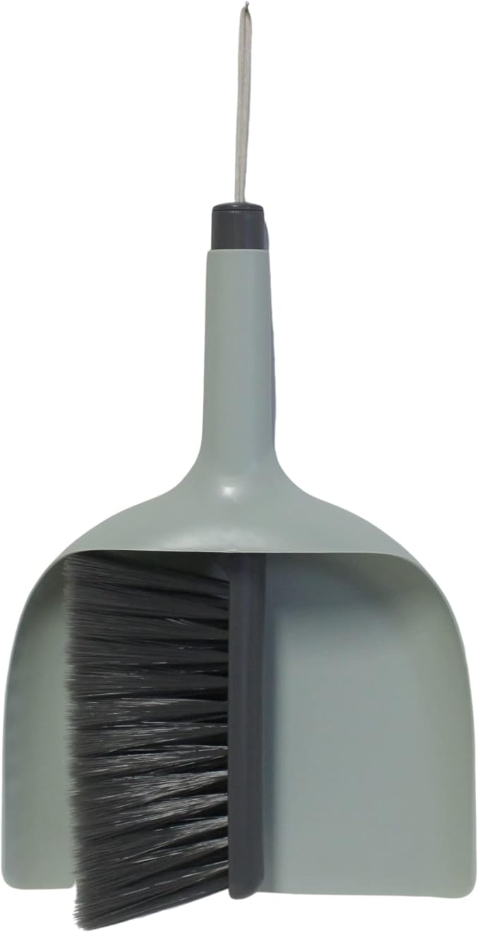 Multi Purpose Hanging Brush and Dustpan Set Sleek Modern Design Compact for Easy Storage (Green)