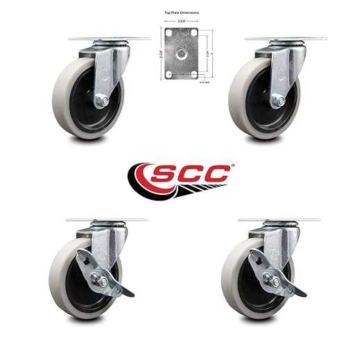 7734L2 FG7734L20000 Rubbermaid Mobile Work Center 7734-88 Replacement Caster Set – Fits Rubbermaid Mobile Work Center 7734-88 – 2 Swivel and 2 Swivel with Side Lock Brakes Casters - Service Caster