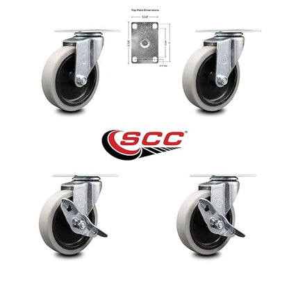 7734L2 FG7734L20000 Rubbermaid Mobile Work Center 7734-88 Replacement Caster Set – Fits Rubbermaid Mobile Work Center 7734-88 – 2 Swivel and 2 Swivel with Side Lock Brakes Casters - Service Caster