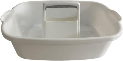 Cleaning Supplies Caddy with Handle, Portable Shower Caddy Organizer Plastic Basket with Handle, Stackable Tool Storage for Bathroom, Garden, Kitchen, Home Organization, White