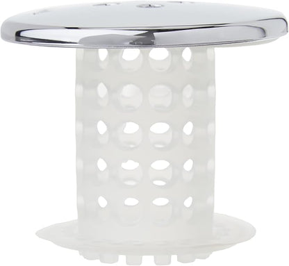 TubShroom Tub Drain Hair Catcher, Chrome – for Bathroom Drains, Fits 1.5” – 1.75” Bathtub and Shower Drains, White