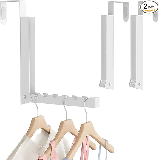 2 Pack Over The Door Hanger, Folding Over The Door Drying Rack for Laundry, Over The Door Hooks, Door Hanger for Clothing, Over The Door Clothes Hanger,Portable Compact,White