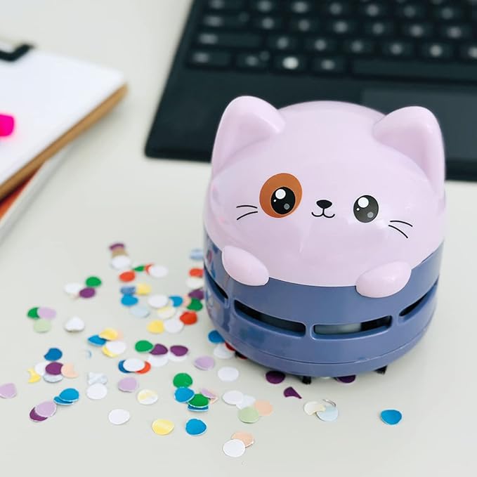 allydrew Mini Portable USB Desktop Vacuum, Lilac Kitty