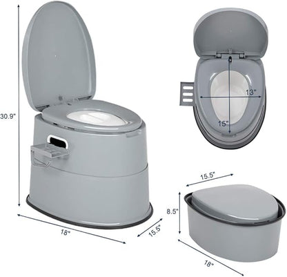 VINGLI Portable Toilet | Indoor Outdoor Commode w/Detachable Inner Bucket & Removable Paper Holder, Lightweight & Compact for Camping, Boat, Van, Emergency Use (Grey)