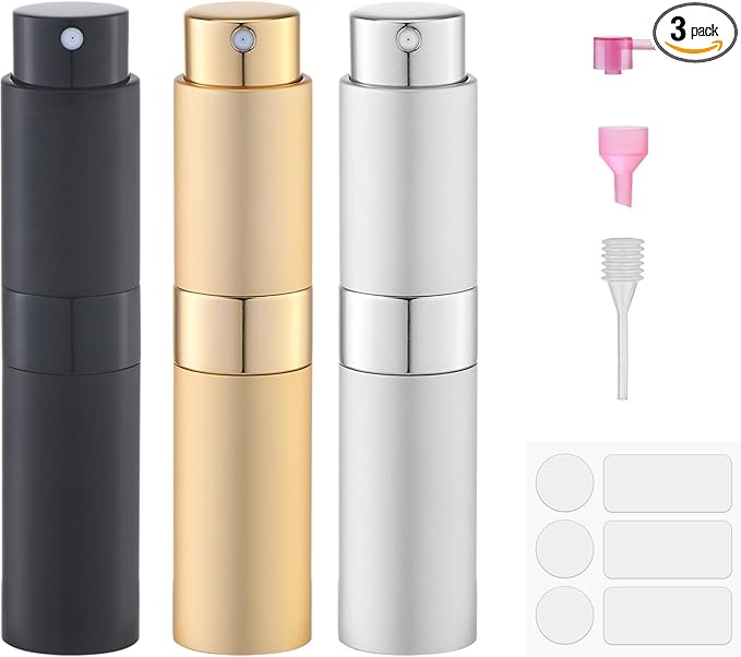 Fusupak Perfume Atomizer Travel Bottle Refillable: Cologne Sprayer Portable for Men - Mini Spray Empty for Refill - 8ml Small Size Gold