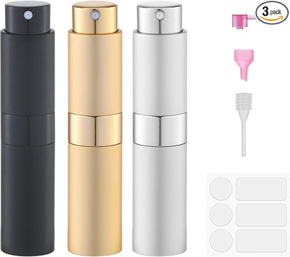 Fusupak Perfume Atomizer Travel Bottle Refillable: Cologne Sprayer Portable for Men - Mini Spray Empty for Refill - 8ml Small Size Gold