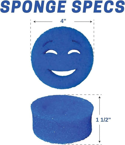 The Original Scrub Moji Scrubbing Sponge by Smilyeez (Set of 3) - Purple - Temperature-Responsive Polymer Foam, Stain and Odor Resistant, Ideal for Kitchen and Bathroom Cleaning