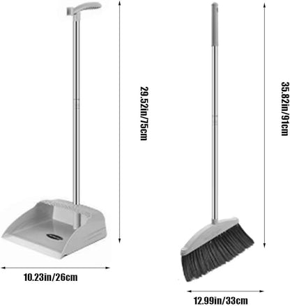 Broom and Dustpan Set for Home Indoor 180 Rotatable Standing Storage Buckle Type Brooms and Dustpan Set with Scraping Teeth and Scraper Deep Cleaning Suitable for Home