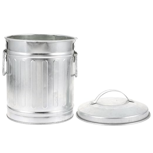 Zerodeko Ash Bucket with Lid Galvanized Iron Metal Fireplace Charcoal Bucket Ash Can Coal Bucket Small Trash Can Pen Storage Kitchen Compost Bin for Burning Stove B