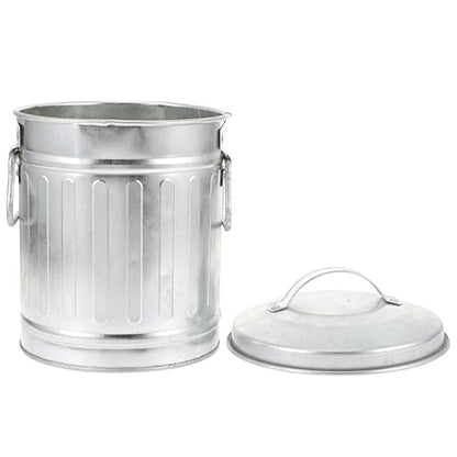 Zerodeko Ash Bucket with Lid Galvanized Iron Metal Fireplace Charcoal Bucket Ash Can Coal Bucket Small Trash Can Pen Storage Kitchen Compost Bin for Burning Stove B