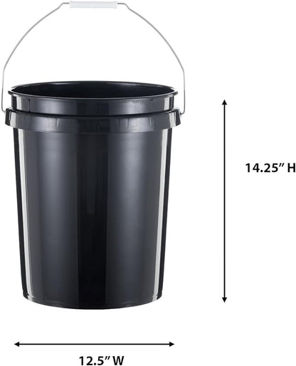 United Solutions 5 Gallon Bucket Heavy Duty Plastic Bucket Comfortable Handle Easy to Clean Perfect for on The Job Home Improvement or Household Cleaning; Black , 3 Count