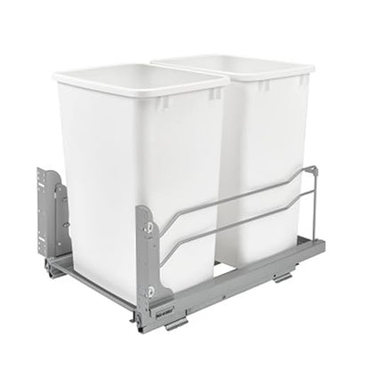 Rev-A-Shelf Double Pullout Trash Cans for Under Kitchen Cabinets 35 Quart 8.75 Gallon with Soft-Close Slides, 14.5" Min Opening, 53WC-1835SCDM-211