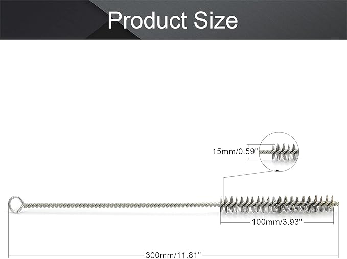 Utoolmart Steel Wire Cleaning Brush, Spiral Power Tube Brush, Steel Wire Tube Brush Cleaning Tool, Tube Bottle Brush, 0.6-inch Diameter 12-inch Length, 2pcs