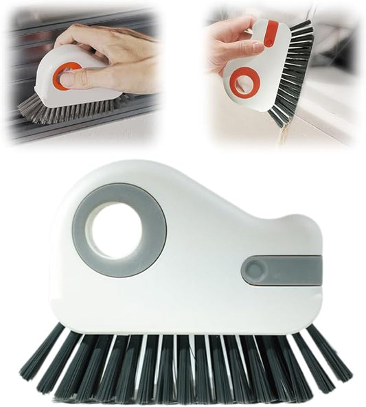 2 in 1 Groove Cleaning Brush Window Track Cleaning Tools, 2024 New Hard Bristle Crevice Cleaning Brush with Hidden Scraper, Shutter Door Window Track Kitchen Cleaning Brushes Kit (1, White)