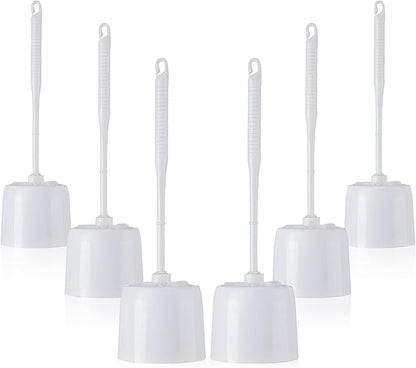 Roshtia 6 Sets Toilet Brush and Holder Set for Bathroom Cleaning Toilet Bowl Brush Scrubber with Caddy for Cleaning, 14.57 Height(White)