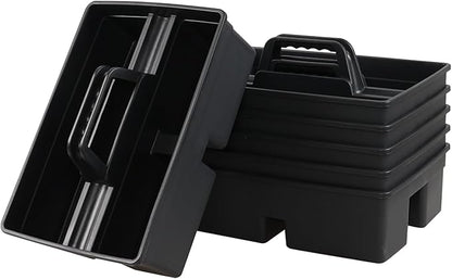 6 Pack Plastic Cleaning Caddy with Handle for Cleaning Supplies, Gray Plastic Carry Caddy Cleaning Tote