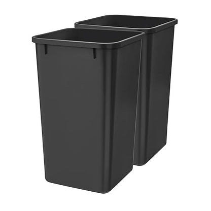 Rev-A-Shelf 27 qt Polymer Replacement Waste Container for Rev-A-Shelf Pullouts, Kitchen Cabinet Trash Can Recycle Bin, RV-1024-18-2, Black (2-Pack)