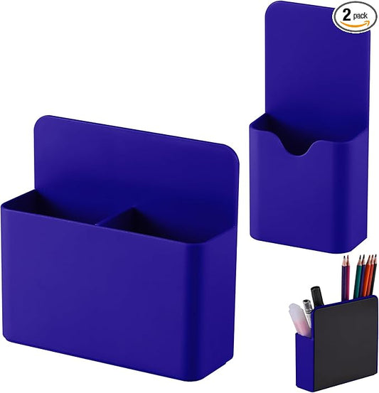 KITANIS Magnetic Pen Holder,2 Pack Magnetic Dry Erase Marker Holder with Generous Compartments,Strong Magnet Storage Marker Pen Pencil Organizer for Refrigerator,Whiteboard,Locker Accessories