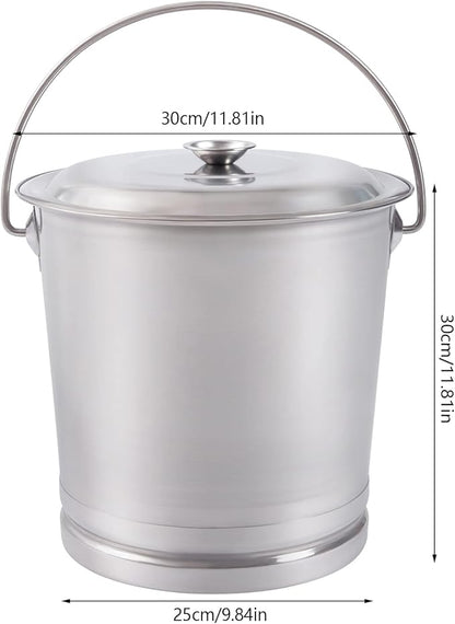 14L/14.8 Qt Large Stainless Steel Compost Bucket Milk Metal Pail with Lid & Handle, Compost Bin Kitchen Scrap Buckets Food Waste Slop Storage Container Buckets Garbage Pail, Open Lip Edge