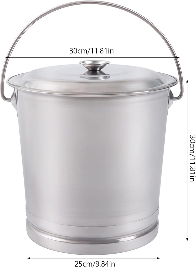 14L/3.7 Gallon Compost Bin Metal Compost Bucket, Stainless Steel Bucket Milk Pail with Lid, Food Scrap Slop Buckets Metal Pail with Lid for Home Kitchen Food Waste & Garden Supplies